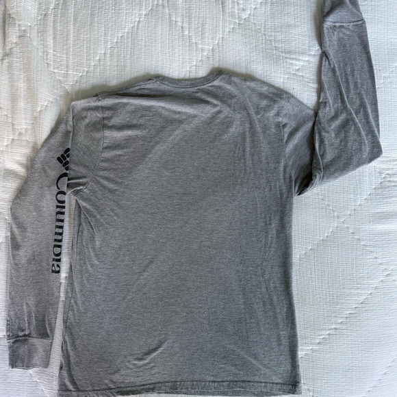 Columbia Men’s Gray Long Sleeve Logo Shirt Large Cotton Blend Stretch - Picture 3 of 9